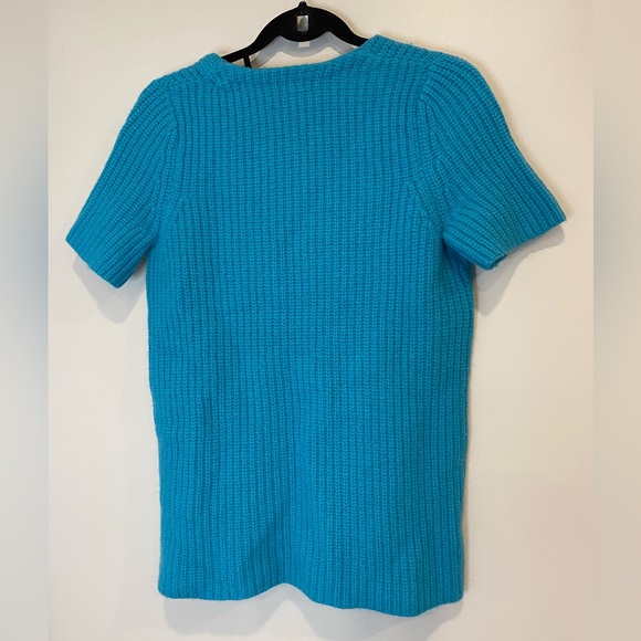 Joe Fresh Turquoise/Aqua Blue Short Sleeve Fuzzy Sweater XS - Picture 3 of 4